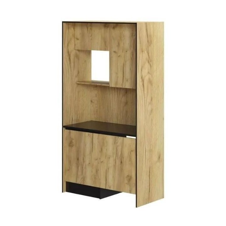 Kitchenette CLEVER 4 portes - Mélaminé chene rustique et noir - L 12