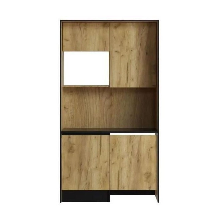 Kitchenette CLEVER 4 portes - Mélaminé chene rustique et noir - L 12