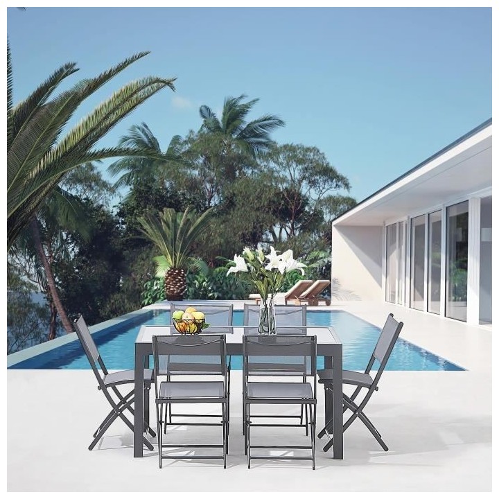 Table de jardin extensible 4 a 10 personnes - 135-270 x 90 x H.75 cm -