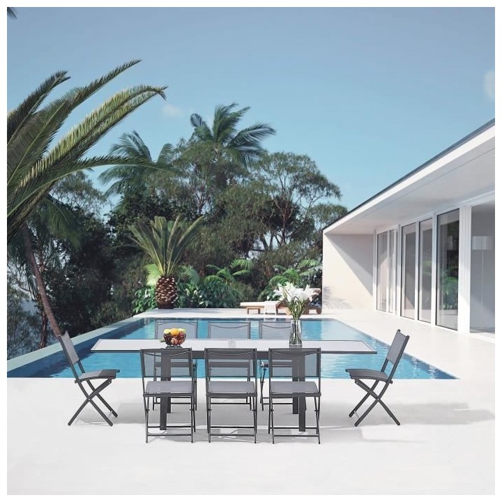 Table de jardin extensible 4 a 10 personnes - 135-270 x 90 x H.75 cm -
