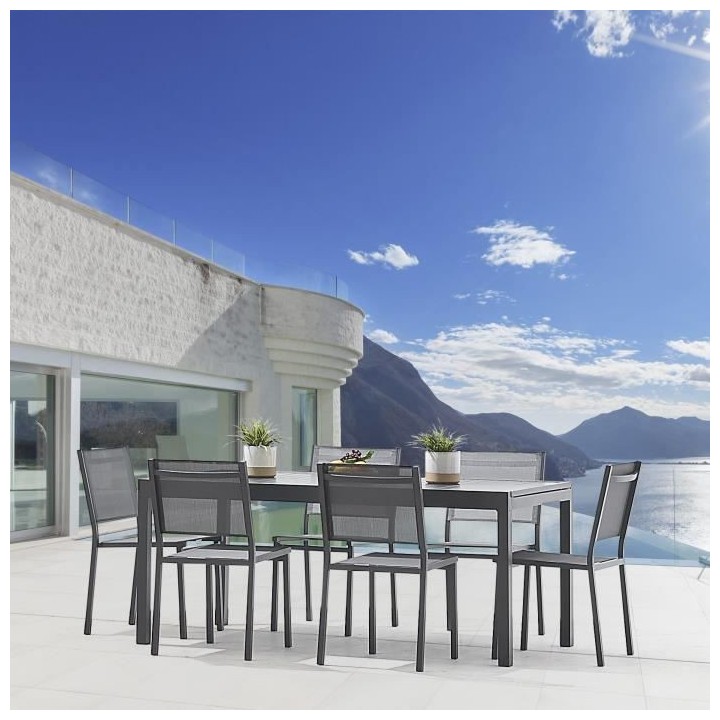 Table extensible 6 a 10 personnes - 180/240 x 90 x H75cm - Aluminium -