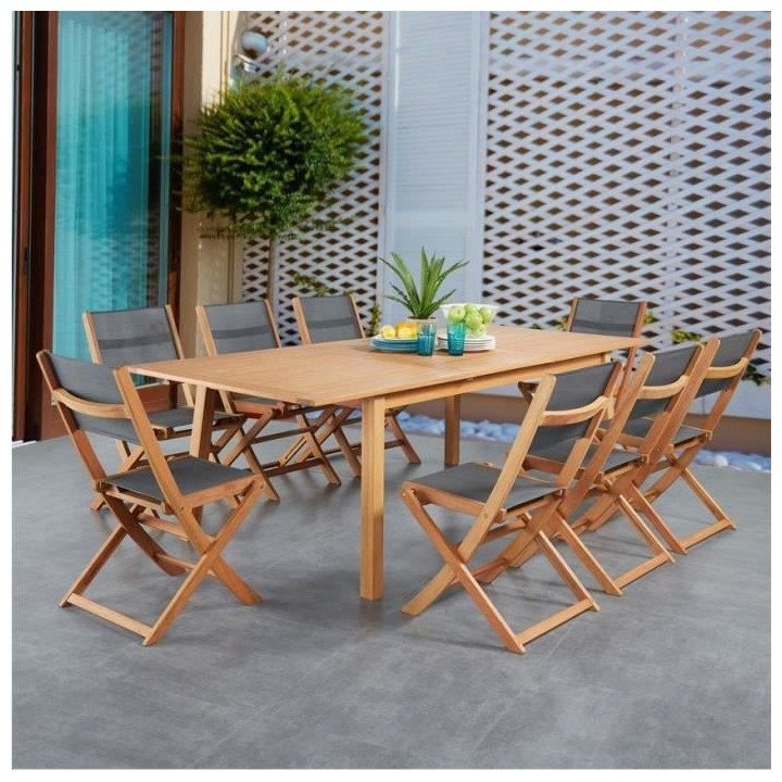 Ensemble repas de jardin 6 a 8 personnes - Table extensible 180/240 x