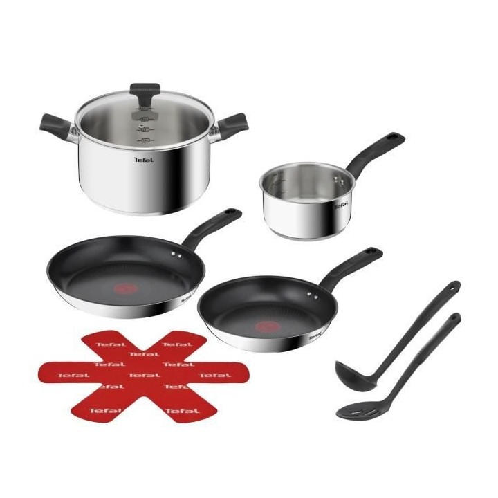 TEFAL B818S804 Delicious Batterie de cuisine inox 8 pieces Casserole,