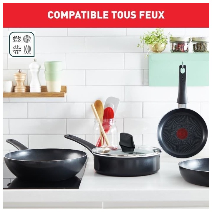 Tefal C2789602 Batterie de cuisine 6 pieces, Casserole, Poele, Sauteus