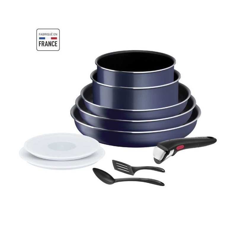 TEFAL L1579102 Ingenio Easy Cook N Clean Batterie de cuisine 10 pieces, anti ashésif, tous feux sauf induction, fabriqué en Fr