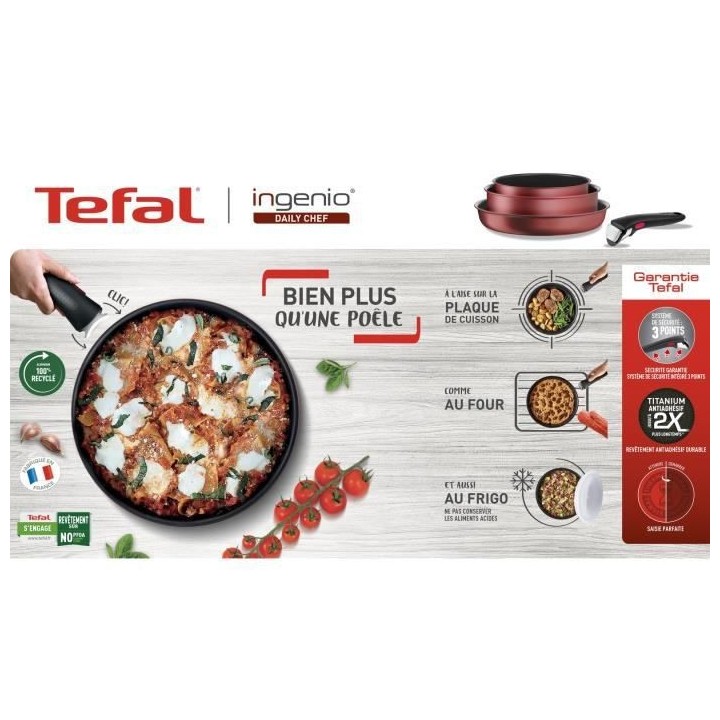 TEFAL L3989502 INGENIO DAILY CHEF Rouge Surprise Set 10 pieces, revete