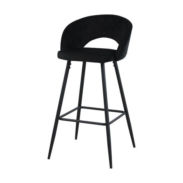 Lot de 2 tabourets de bar - Métal& Tissu en velours - 44X52X97cms - N