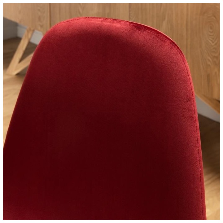 Lot de 4 chaises - Velours rouge - L 45 x P 53 x H 85 cm - CLODY