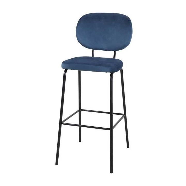 AASTORY Lot de 2 tabourets de bar - Métal et Tissu en velours - 43 x