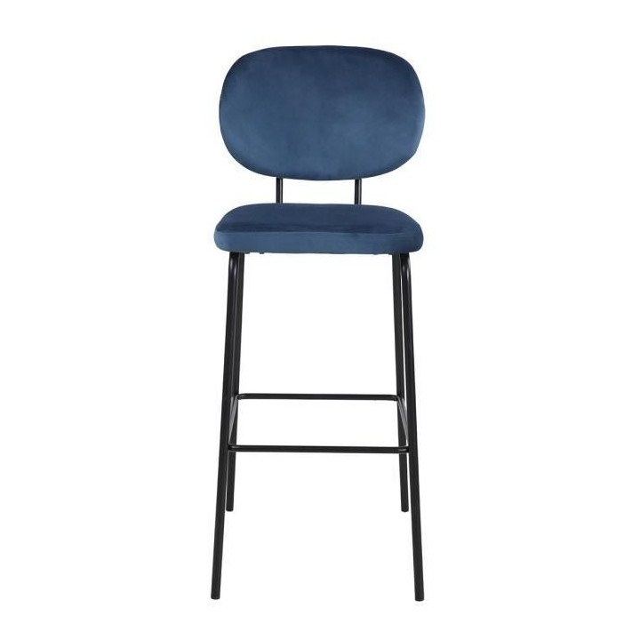 AASTORY Lot de 2 tabourets de bar - Métal et Tissu en velours - 43 x