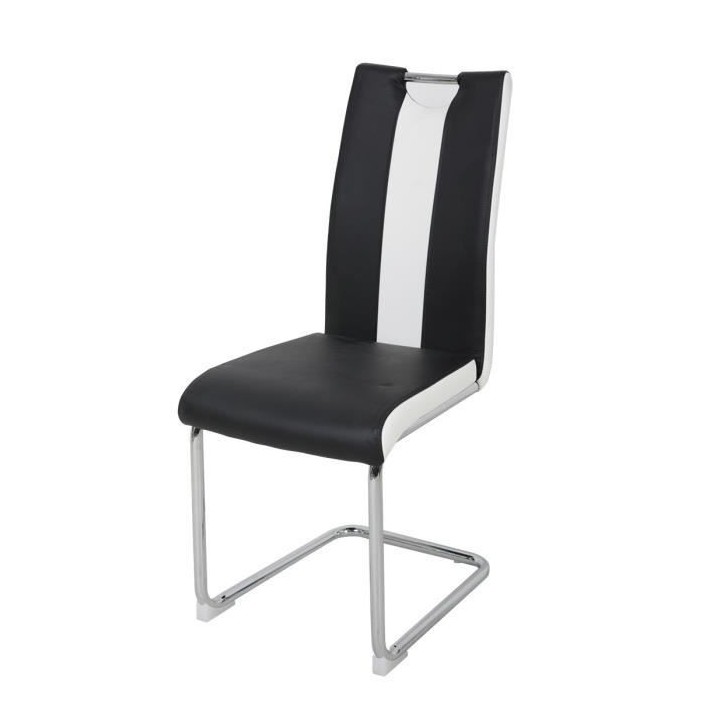 Lot de 4 chaises - Simili blanc et noir - L 55 x P 45 x H 99 cm - LEON