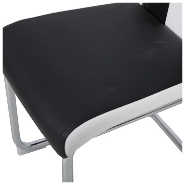 Lot de 4 chaises - Simili blanc et noir - L 55 x P 45 x H 99 cm - LEON