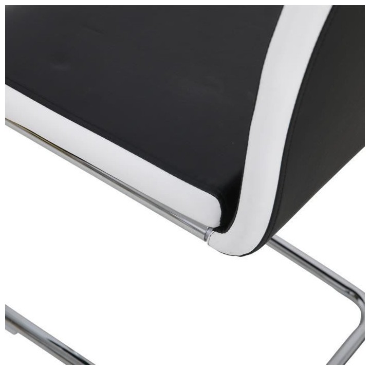 Lot de 4 chaises - Simili blanc et noir - L 55 x P 45 x H 99 cm - LEON