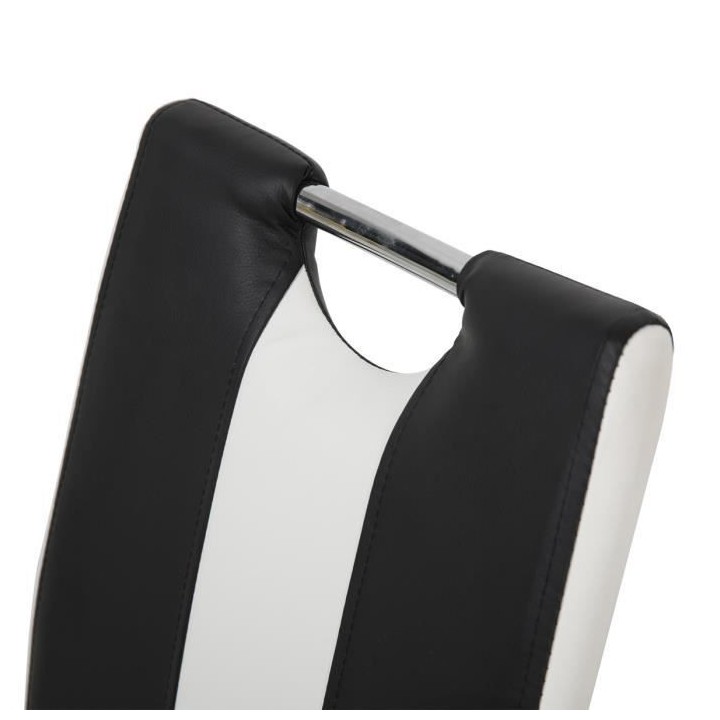 Lot de 4 chaises - Simili blanc et noir - L 55 x P 45 x H 99 cm - LEON