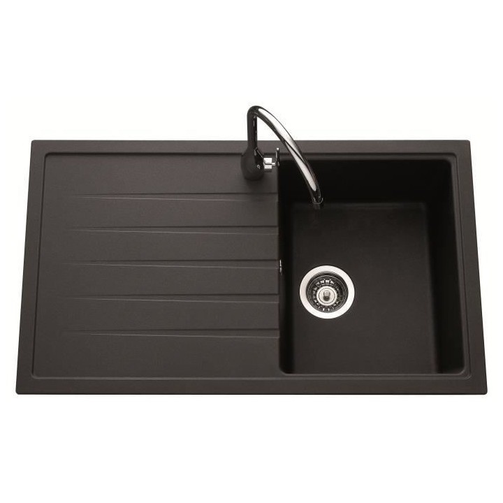 EWI Evier cuisine a encastrer 1 bac + 1 égouttoir Topaze - Granit - 8