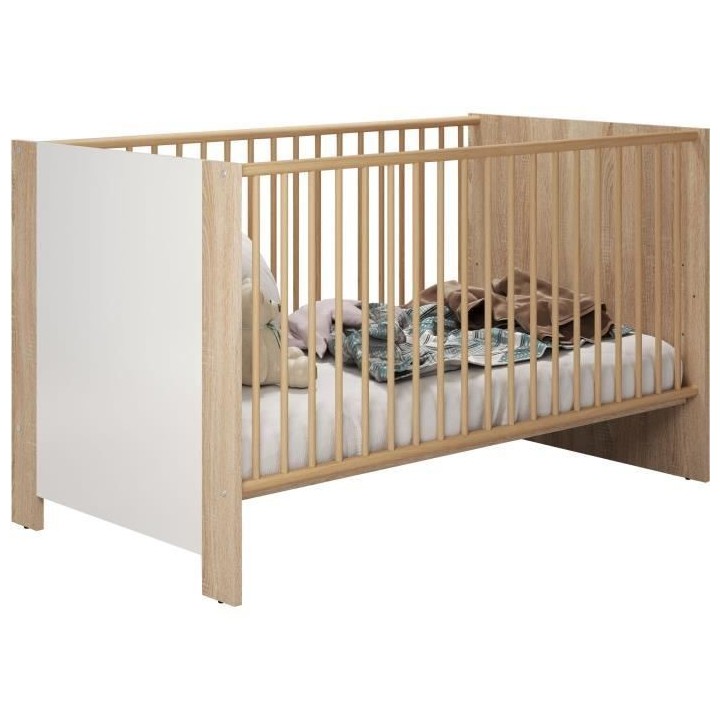 Chambre bébé duo PIA - Lit 70x140 cm + Commode a langer 2 portes - D