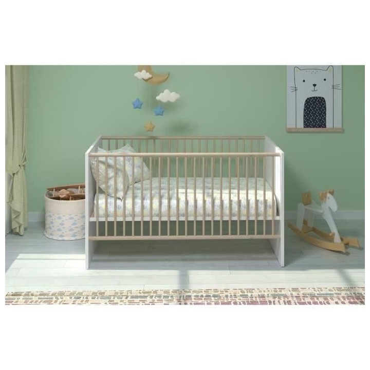 Chambre bébé Trio : Lit 70 x 140 cm + Commode a langer + Armoire 2 p