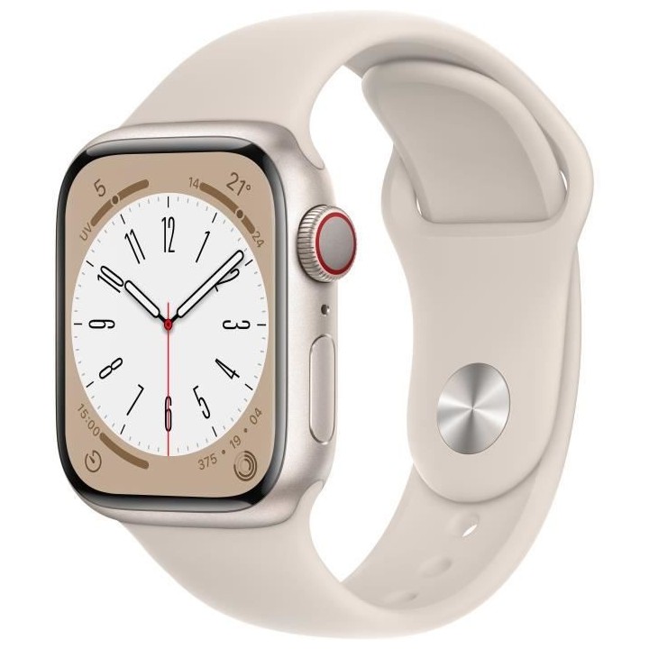 Apple Watch Series 8 GPS + Cellular - 41mm - Boîtier Starlight Alumin