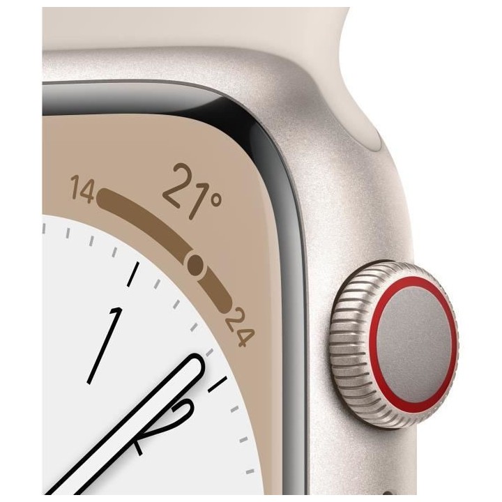 Apple Watch Series 8 GPS + Cellular - 41mm - Boîtier Starlight Alumin
