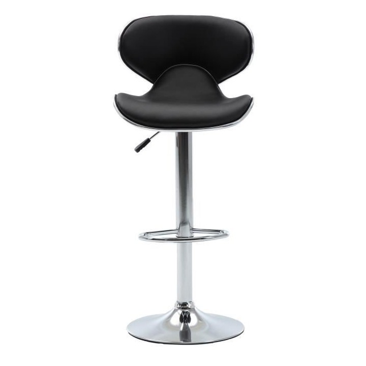 Lot de 2 tabourets de bar réglable en hauteur - Simili noir -  L 46 x