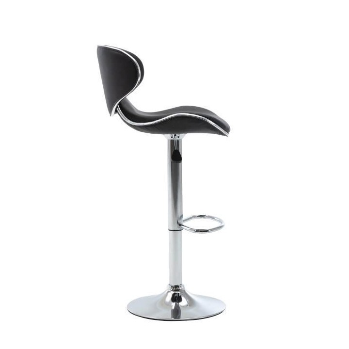 Lot de 2 tabourets de bar réglable en hauteur - Simili noir -  L 46 x