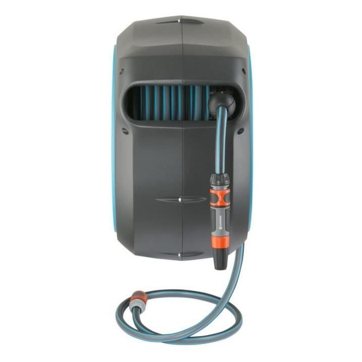 GARDENA Dévidoir automatique mural RollUp L liseret bleu – Longueur