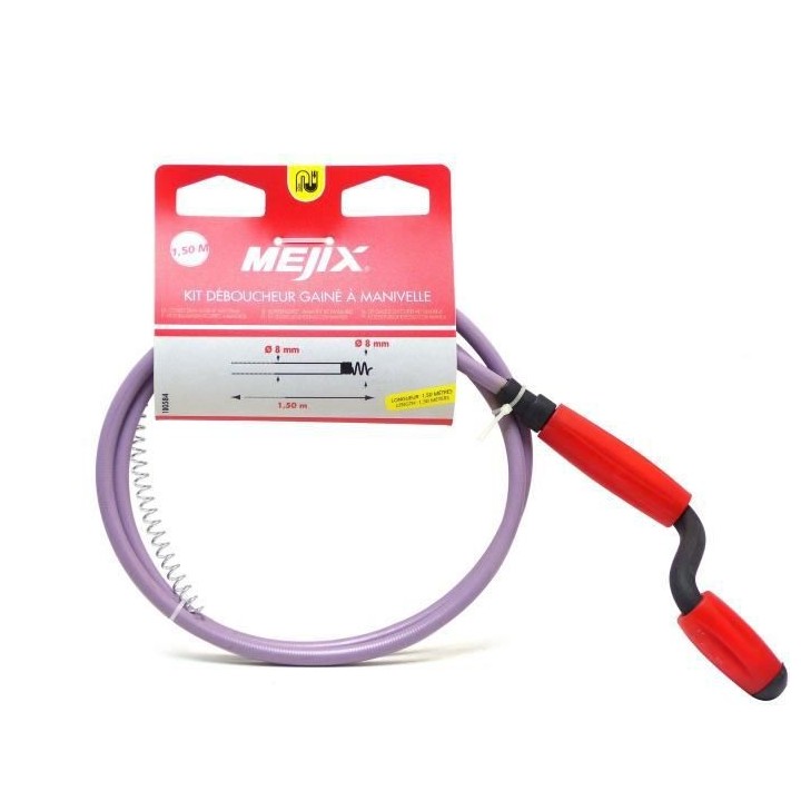 MEJIX Déboucheur d'évier gainé - 1,5 m - Ø8 mm