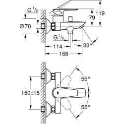 GROHE Mitigeur monocommande Bain / Douche, Start Edge, robinet avec mousseur, 24198001