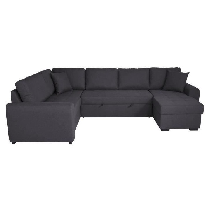 Canapé d'angle panoramique convertible réversible - Tissu Gris - L 3