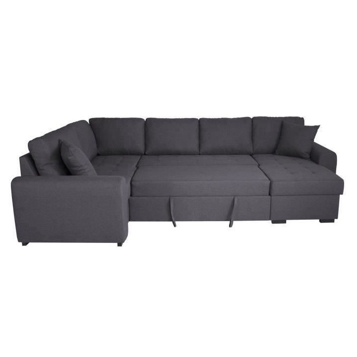 Canapé d'angle panoramique convertible réversible - Tissu Gris - L 3