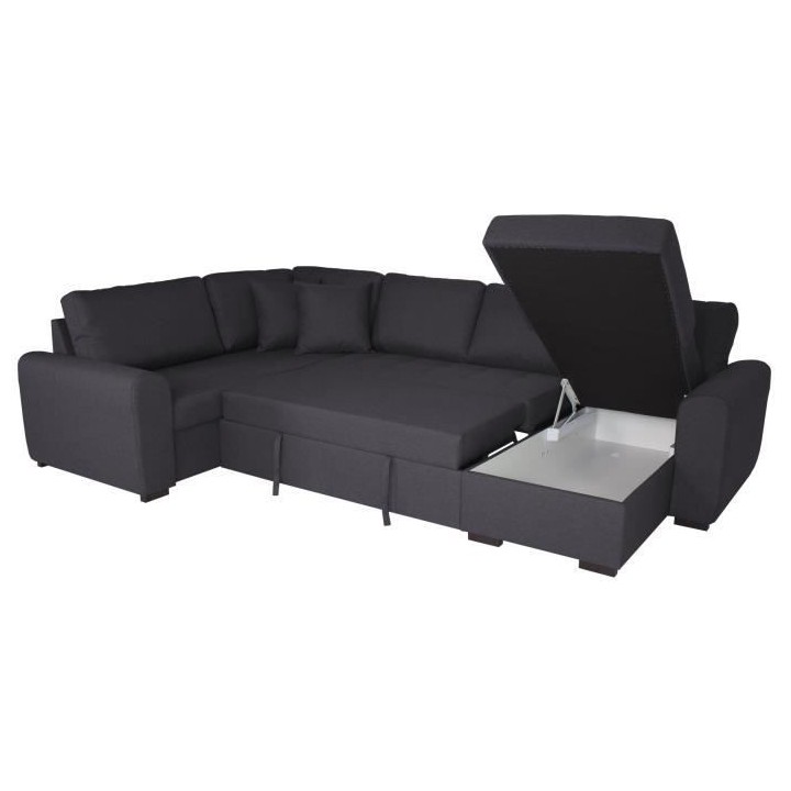 Canapé d'angle panoramique convertible réversible - Tissu Gris - L 3