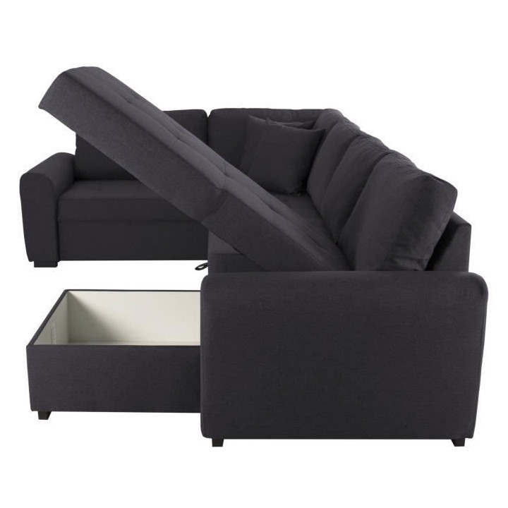 Canapé d'angle panoramique convertible réversible - Tissu Gris - L 3