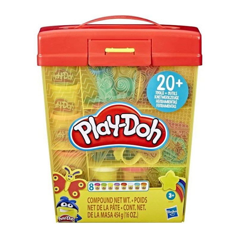 PLAY-DOH - Super boîte d'accessoires avec 8 couleurs de pâte PLAY-DOH - atoxique et plus de 20 outils