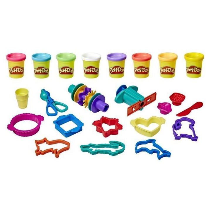 PLAY-DOH - Super boîte d'accessoires avec 8 couleurs de pâte PLAY-D