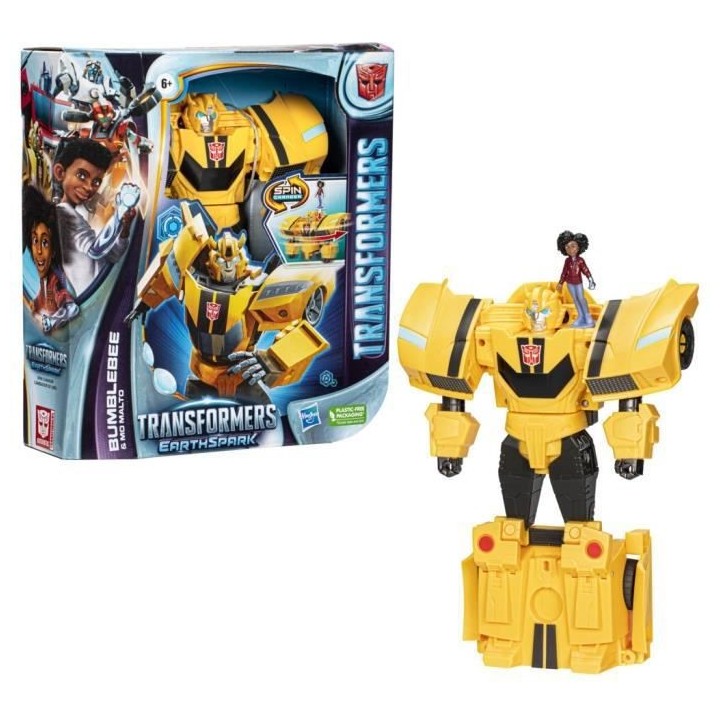 Transformers EarthSpark, figurine Spin Changer Bumblebee de 20 cm ave