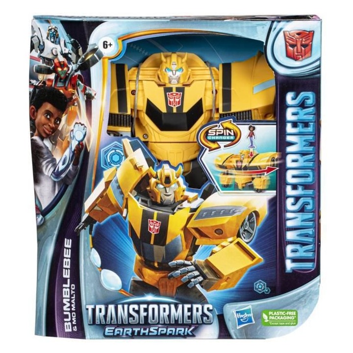 Transformers EarthSpark, figurine Spin Changer Bumblebee de 20 cm ave