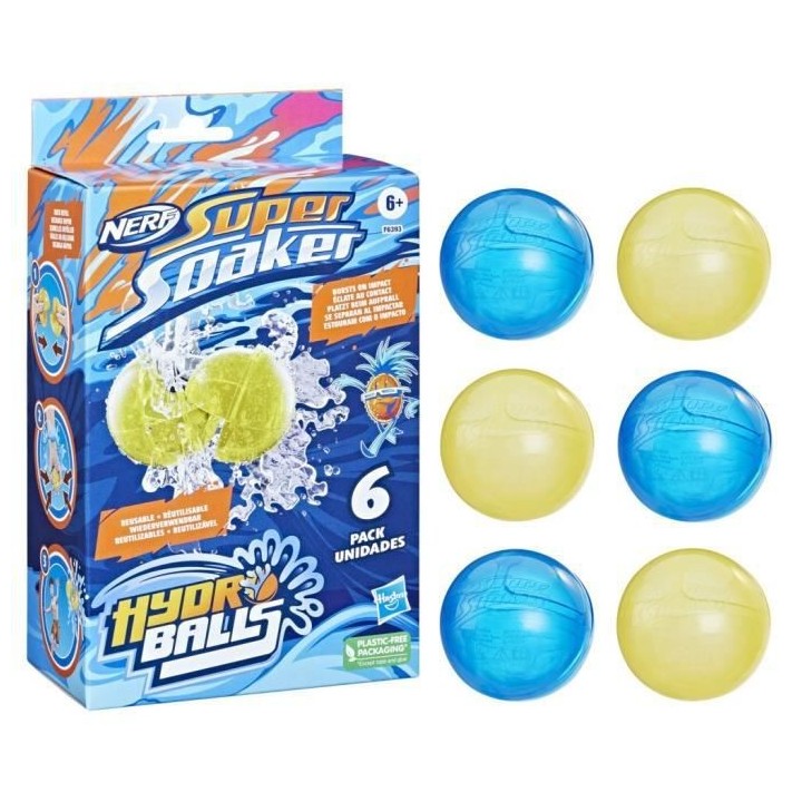 Nerf Super Soaker Hydro Balls, pack de 6 balles d'eau réutilisables