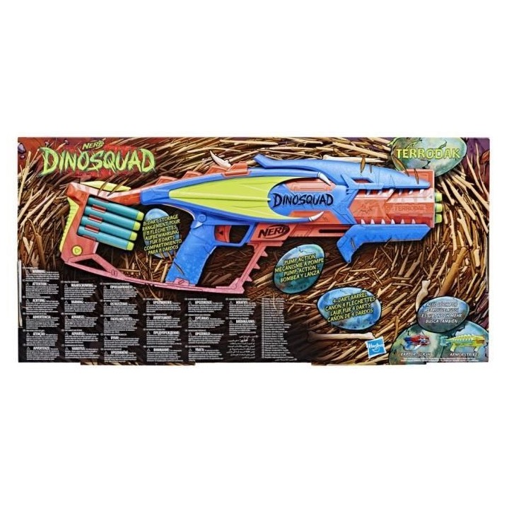 Nerf DinoSquad Terrodak, jeu d'extérieur pour enfants, 12 fléchette