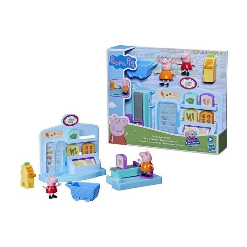 PEPPA PIG - Peppa's Adventures - Peppa a l'épicerie - jouet préscolaire avec 2 figurines et 8 accessoires, des 3 ans