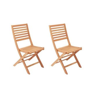 Lot de 2 chaises de jardin pliantes en eucalyptus FSC - 57 x 46,5 x 90