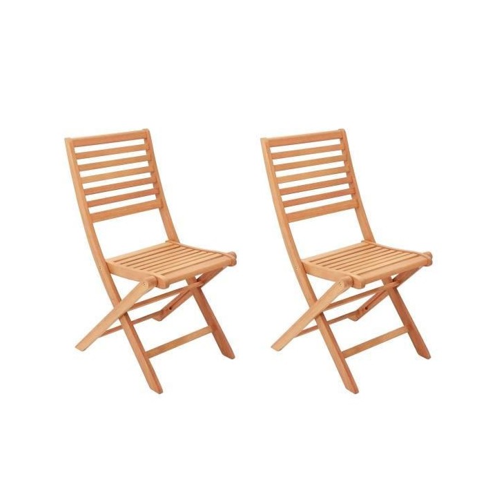 Lot de 2 chaises de jardin pliantes en eucalyptus FSC - 57 x 46,5 x 90