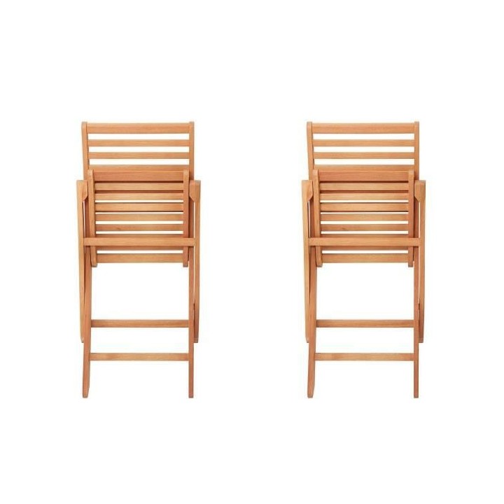 Lot de 2 chaises de jardin pliantes en eucalyptus FSC - 57 x 46,5 x 90