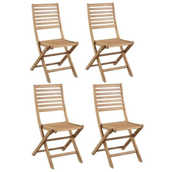 Lot de 4 chaises de jardin pliantes en Acacia FSC - 47 x 57,5 x H.89,5