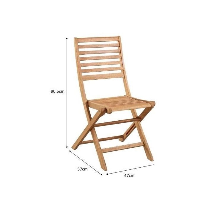 Lot de 4 chaises de jardin pliantes en Acacia FSC - 47 x 57,5 x H.89,5