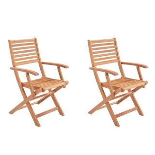 Lot de 2 fauteuils de jardin pliants en eucalyptus FSC - 57 x 52 x 90