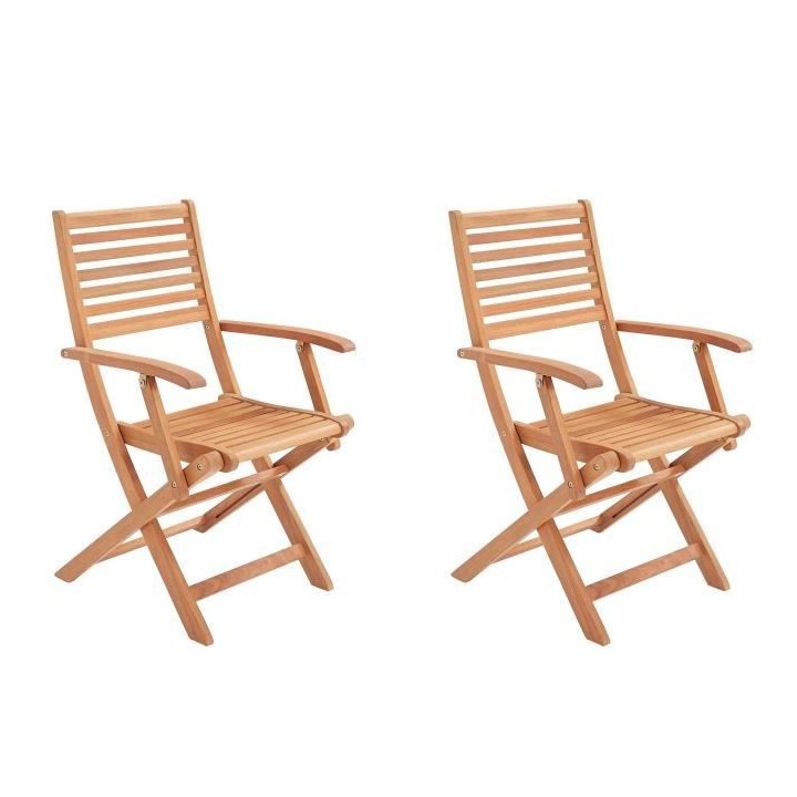 Lot de 2 fauteuils de jardin pliants en eucalyptus FSC - 57 x 52 x 90