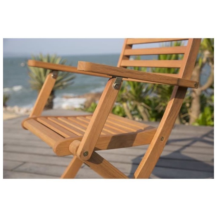 Lot de 2 fauteuils de jardin pliants en eucalyptus FSC - 57 x 52 x 90