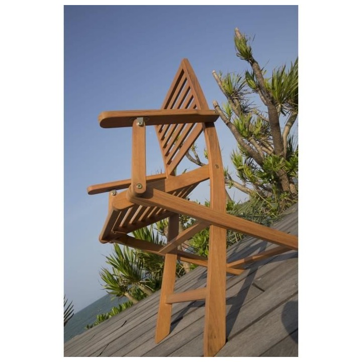 Lot de 2 fauteuils de jardin pliants en eucalyptus FSC - 57 x 52 x 90