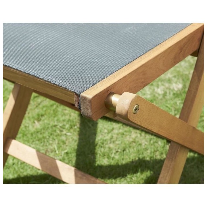 Lot de 2 chaises de jardin en bois d'acacia FSC et assise textilene -