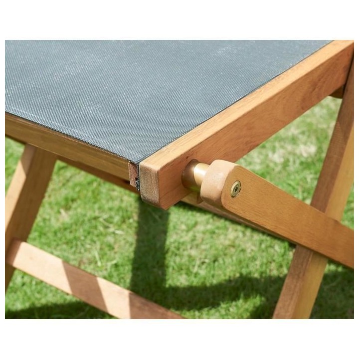 Lot de 4 chaises de jardin en bois d'acacia FSC et assise textilene -